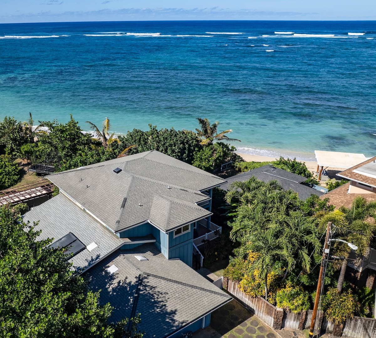 Oceanfront view from La'au Paina Beachfront Estate in Mokuleia
